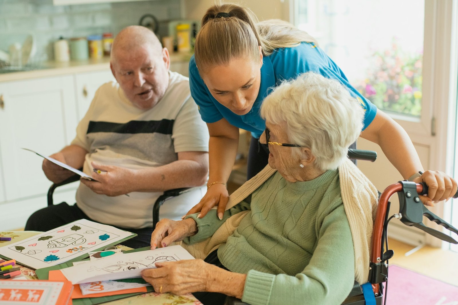 assisted living resdience getting helped by care taker
